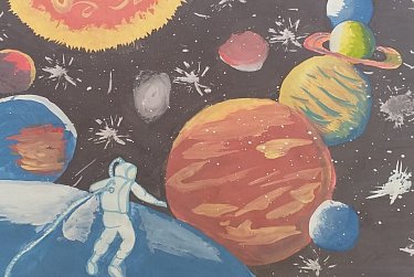 Первый полет человека в космос на рисунках и в сочинениях